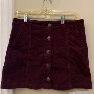 Forever 21 Maroon Button-Up Corduroy Skirt Medium